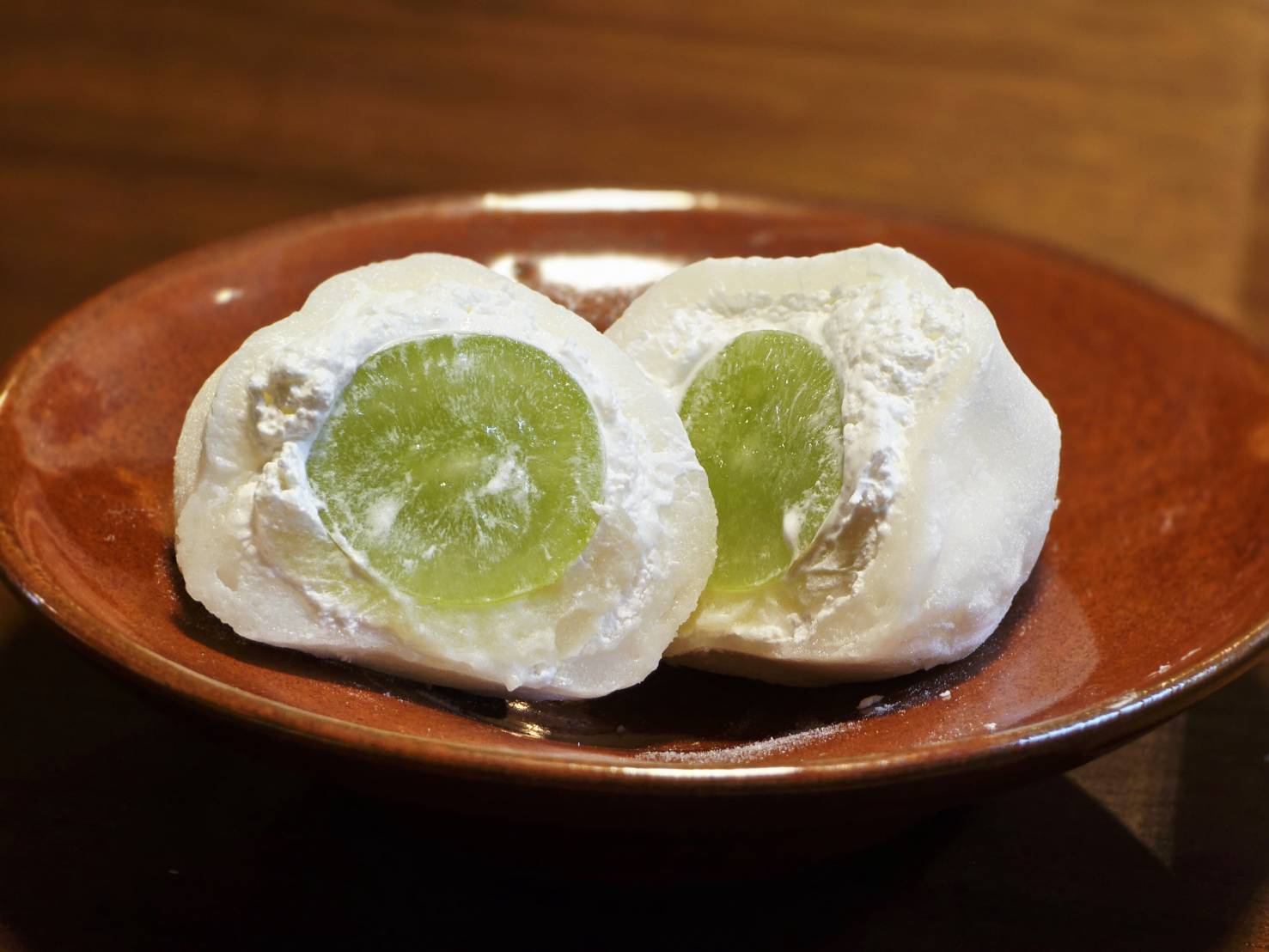Daifuku in shine muscat - cut in half